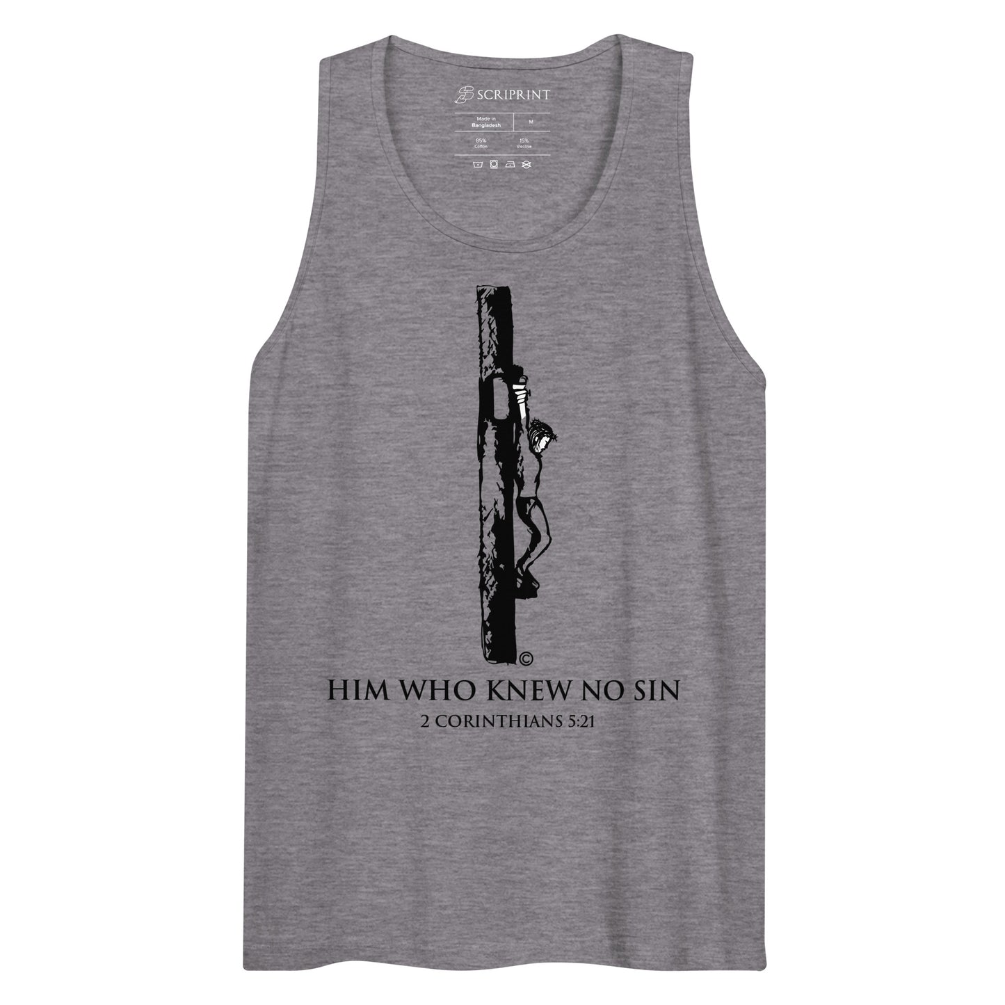 Him Who Knew No Sin Dark-Colored Men’s Premium Tank Top