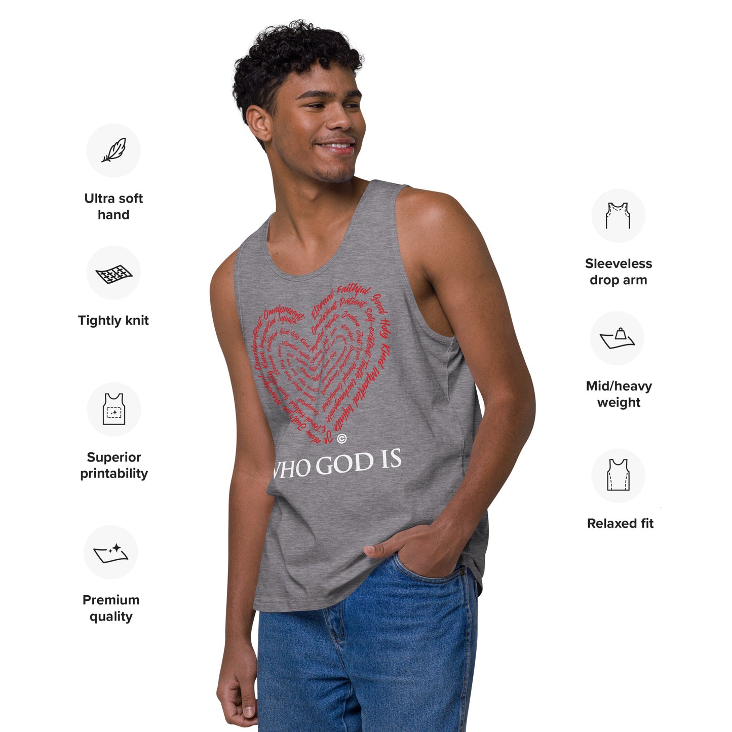 Who God Is Dark-Colored Men’s Premium Tank Top