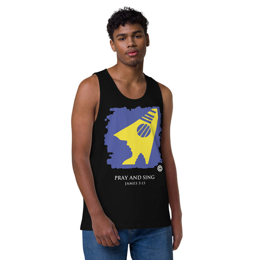 Pray and Sing Dark-Colored Men’s Premium Tank Top