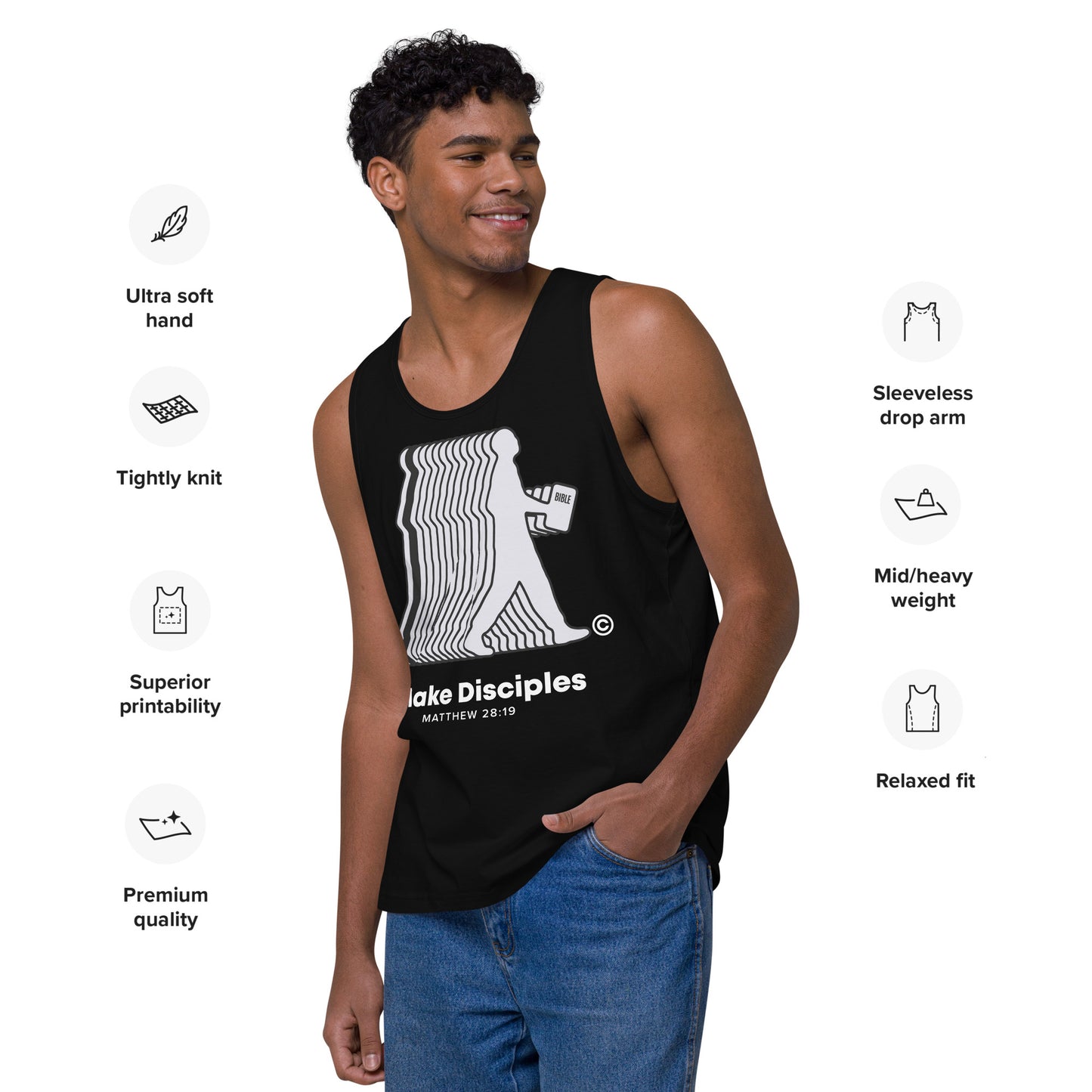 Make Disciples Men’s Dark-Colored Premium Tank Top