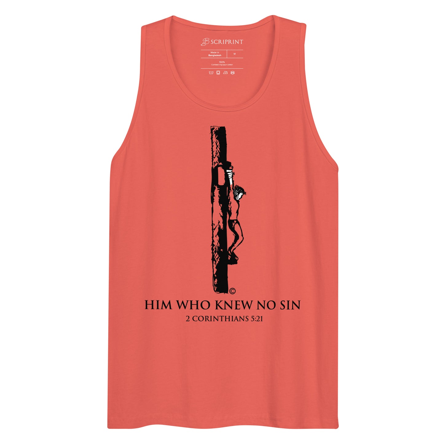 Him Who Knew No Sin Dark-Colored Men’s Premium Tank Top