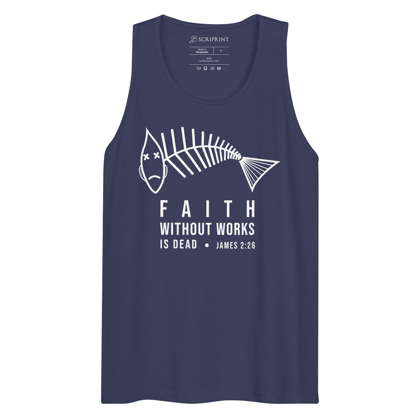 Faith Without Works Dark-Colored Men’s Premium Tank Top