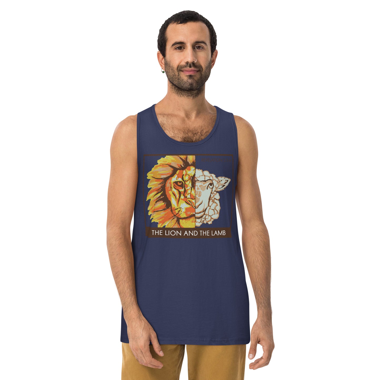 The Lion and the Lamb Men’s Premium Tank Top