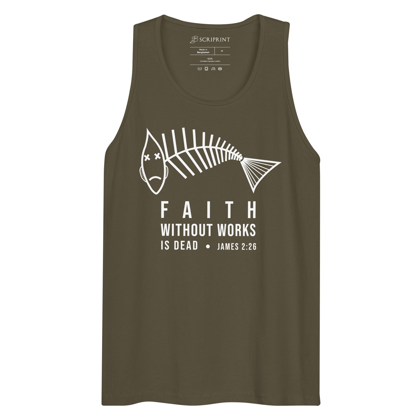 Faith Without Works Dark-Colored Men’s Premium Tank Top