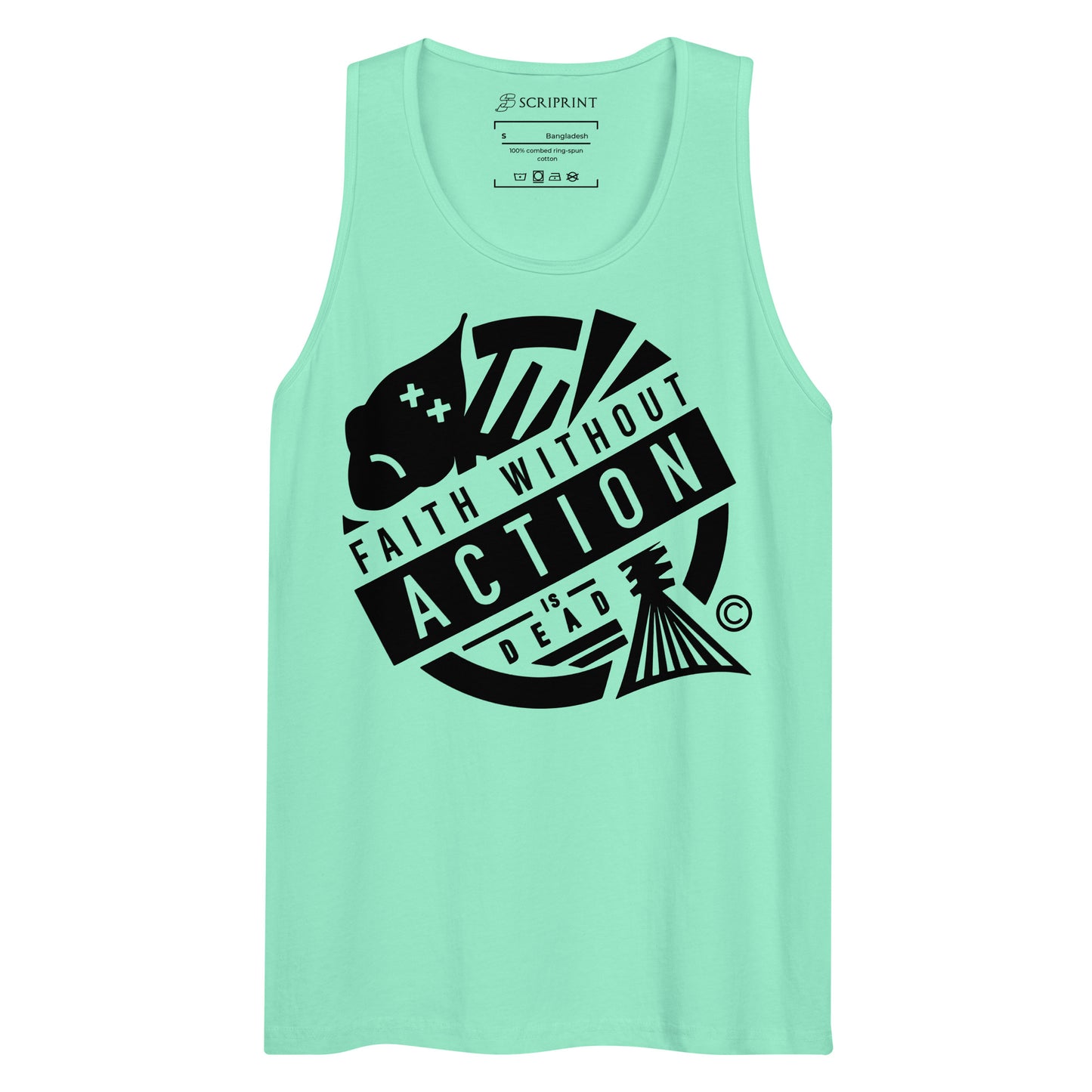 Faith Without Action Men’s premium tank top