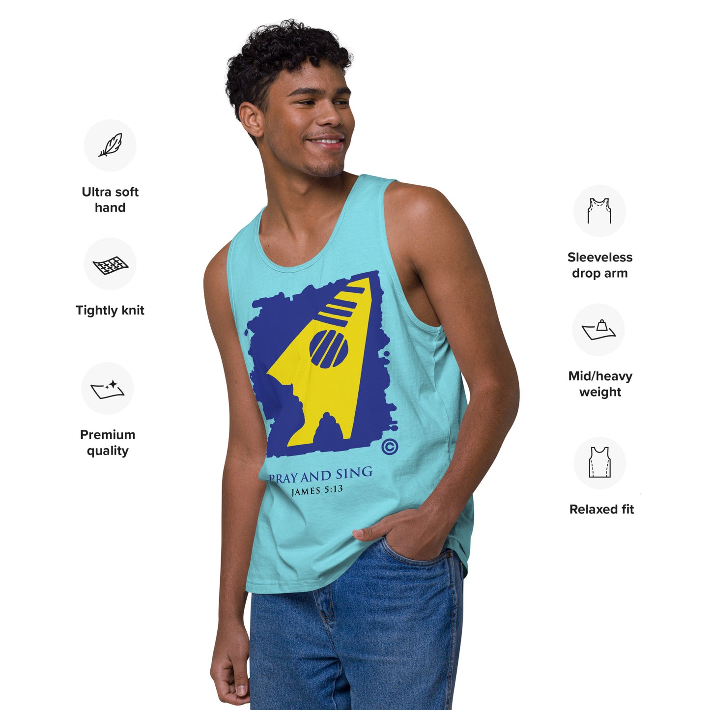 Pray and Sing Men’s Premium Tank Top