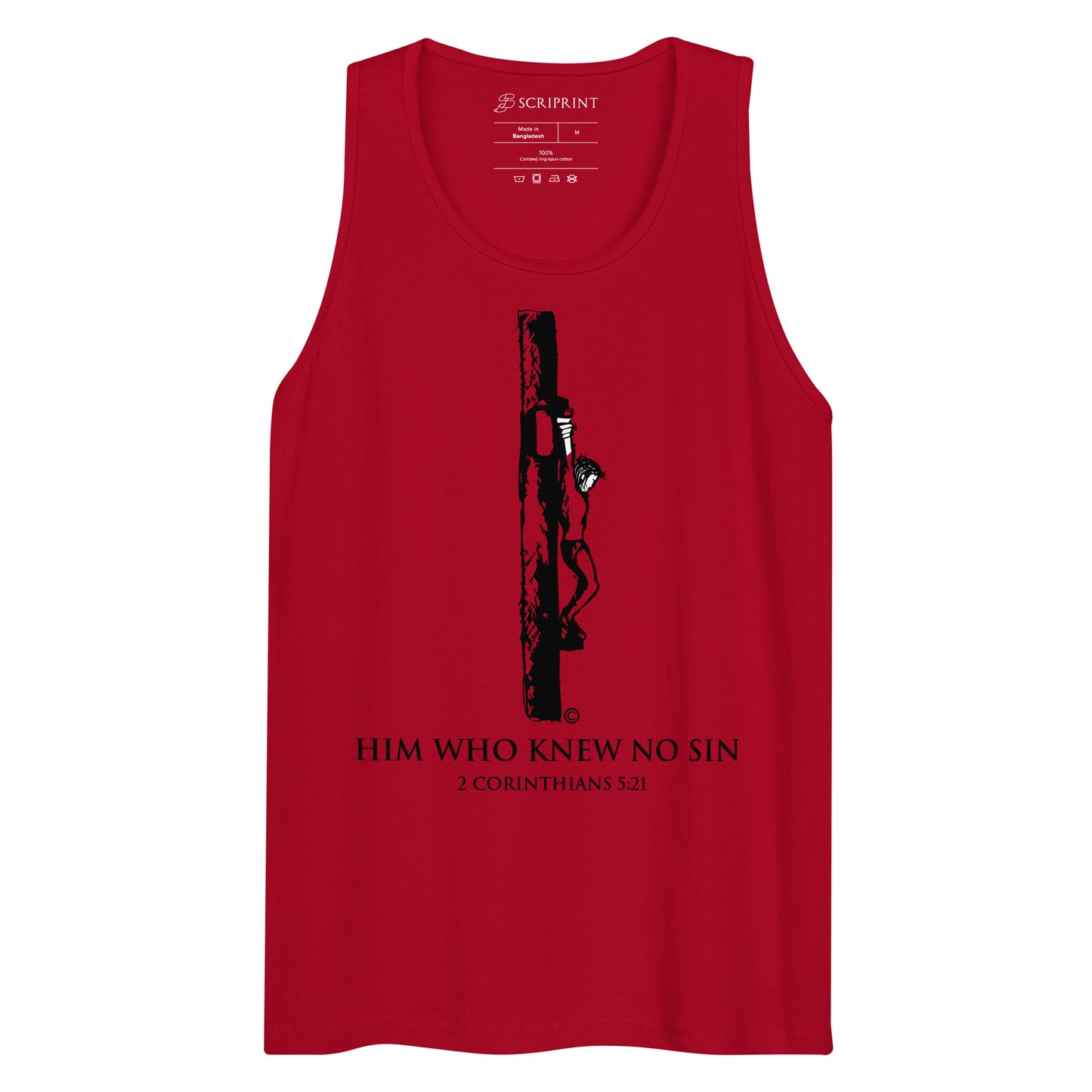 Him Who Knew No Sin Dark-Colored Men’s Premium Tank Top