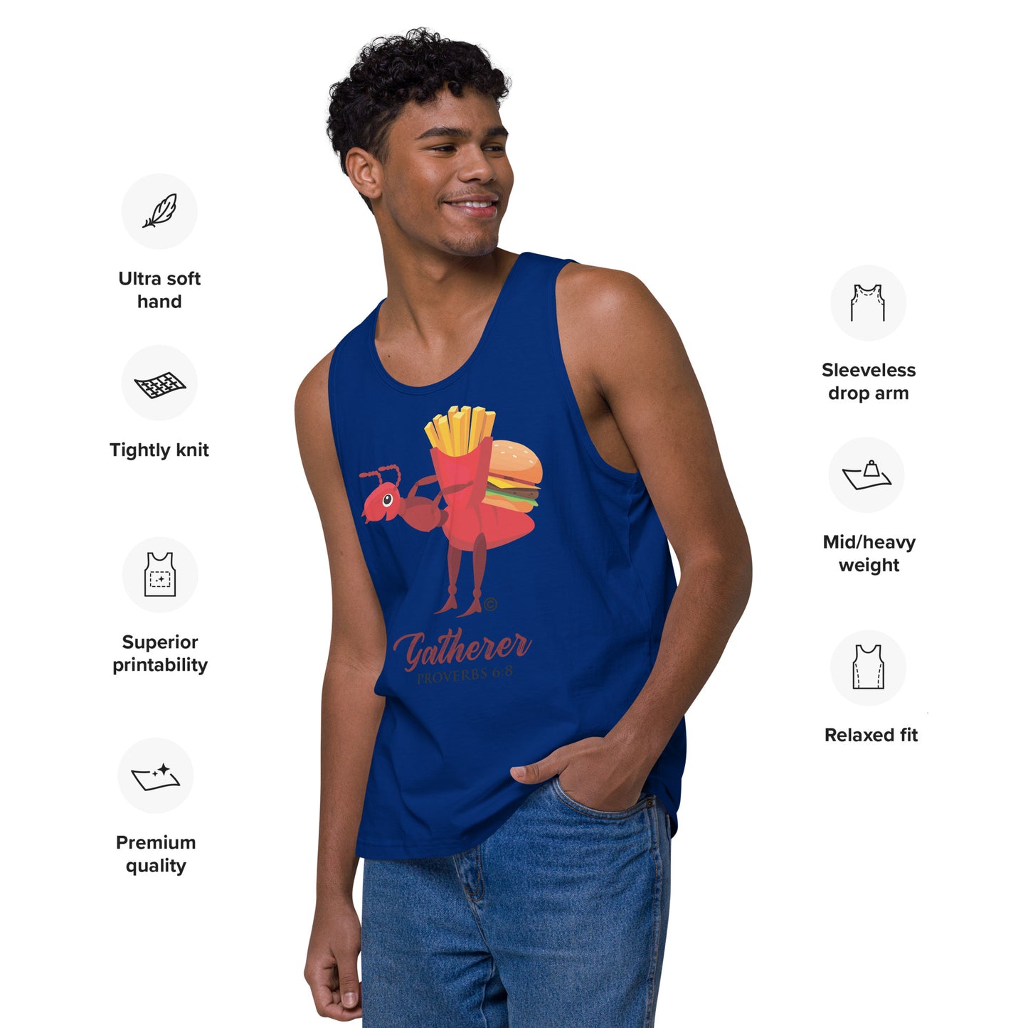 Gatherer Dark-Colored Men’s Premium Tank Top