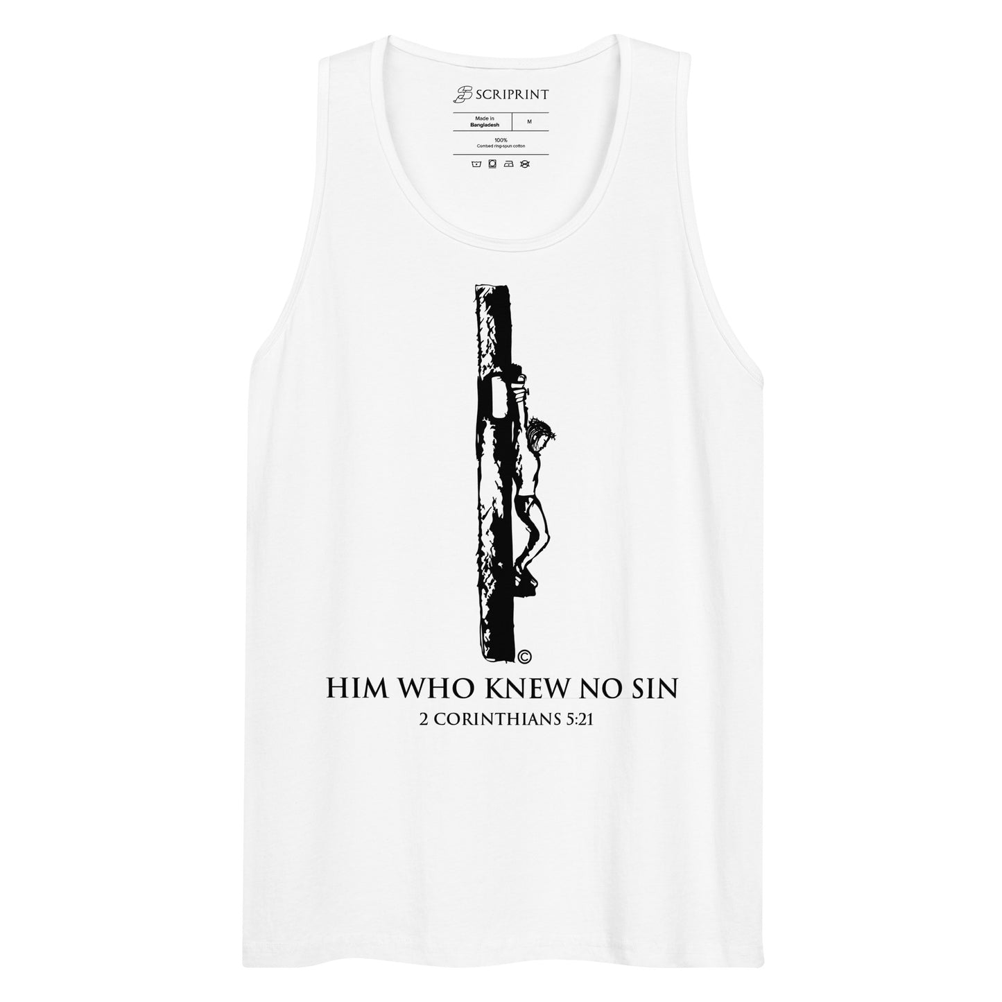 Him Who Knew No Sin Men’s Premium Tank Top
