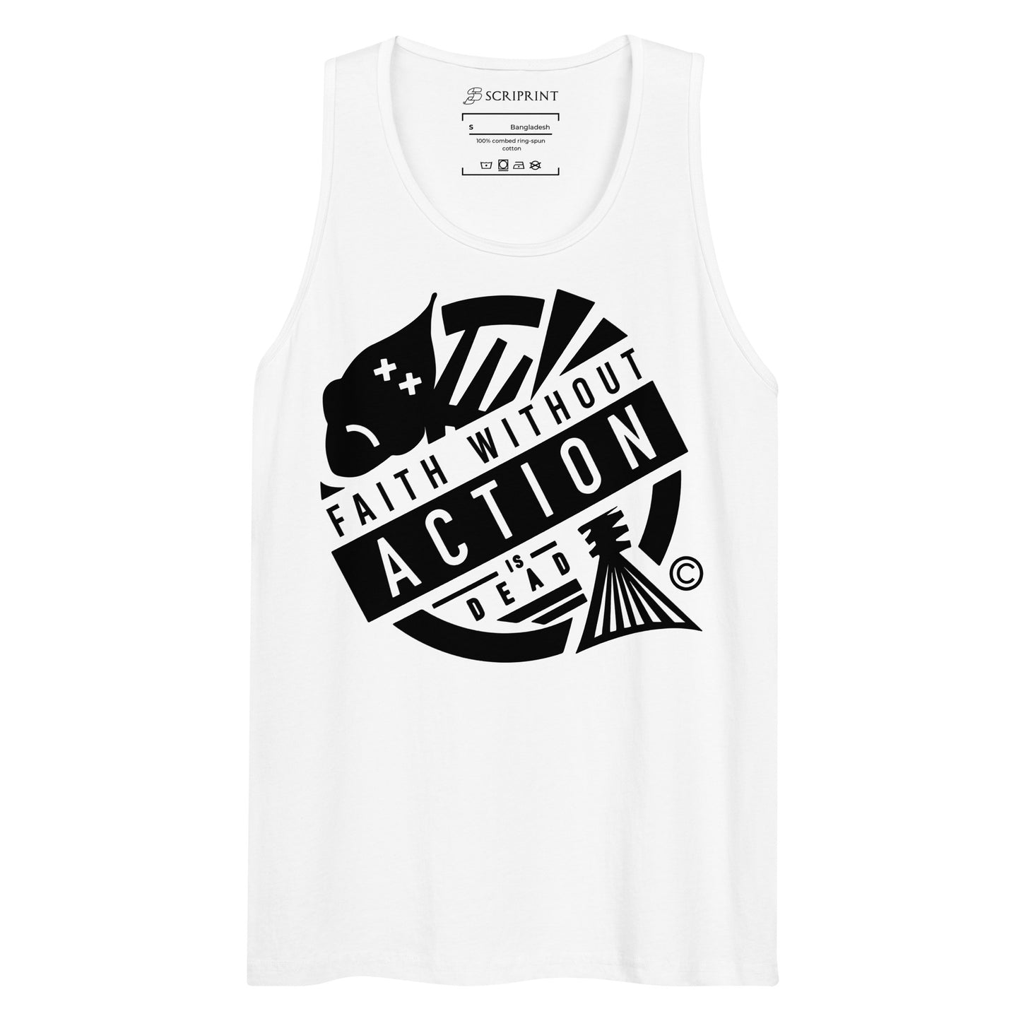 Faith Without Action Men’s premium tank top