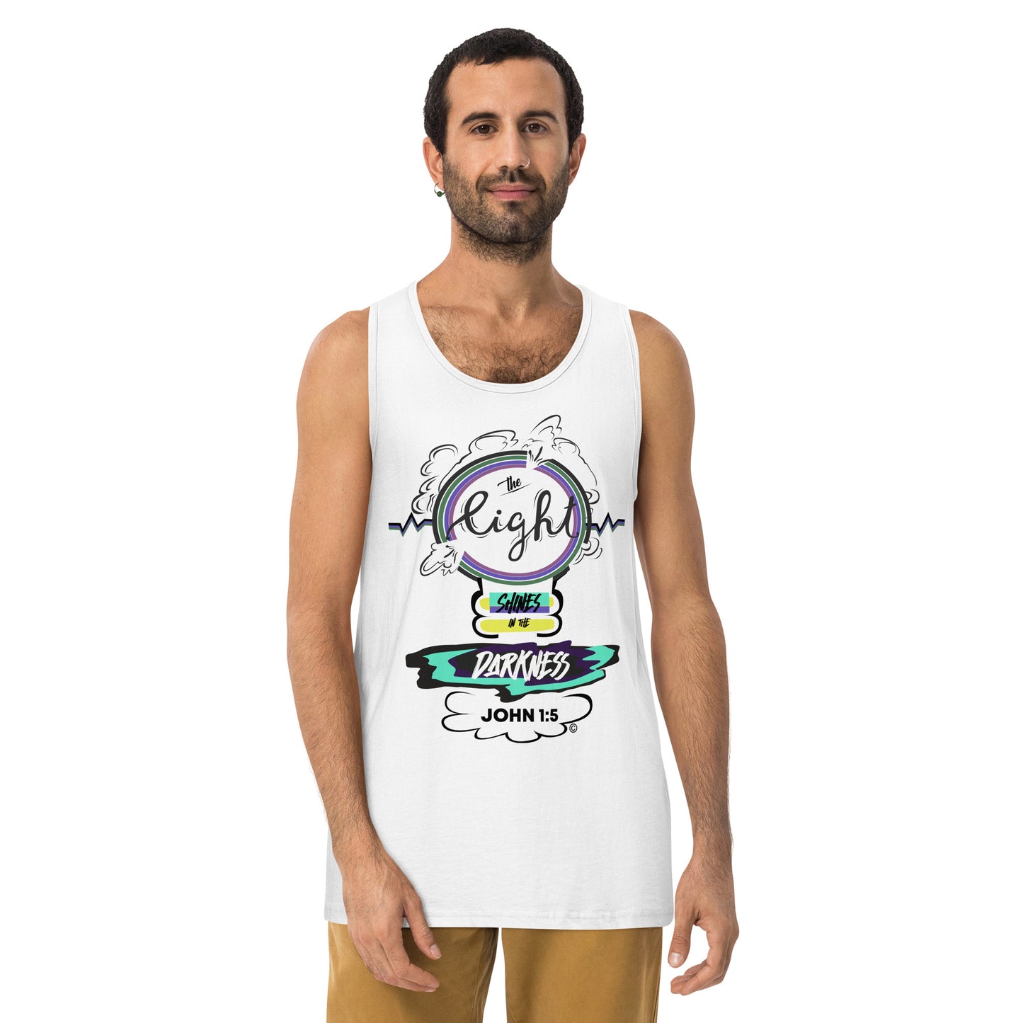 Light in the Darkness Men’s Premium Tank Top
