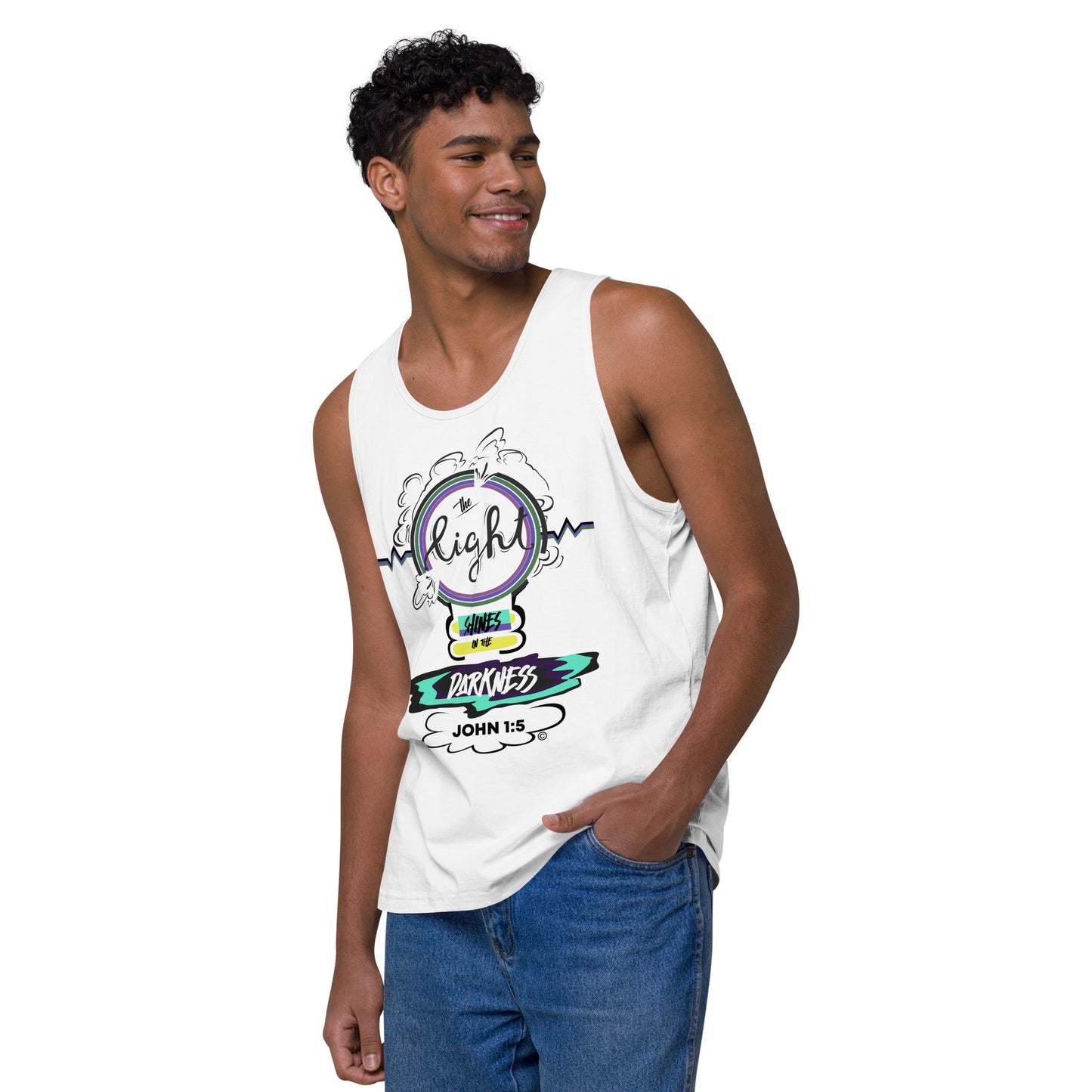 Light in the Darkness Men’s Premium Tank Top