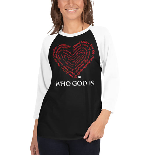 Who God Is Dark-Colored Women's 3/4 Sleeve Raglan Shirt