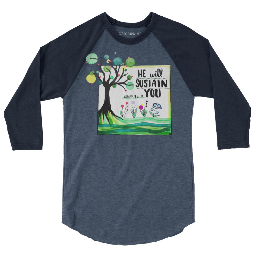 He Will Sustain You Men's 3/4 Sleeve Raglan Shirt