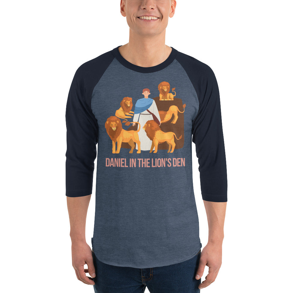Daniel in the Lion's Den Men's 3/4 Sleeve Raglan Shirt
