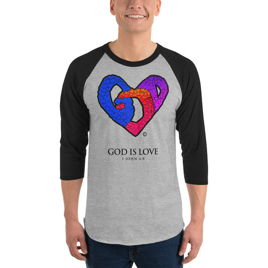 God is Love Men's 3/4 Sleeve Raglan Shirt