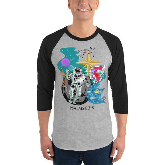 Psalm 8:3-8 Men's 3/4 Sleeve Raglan Shirt