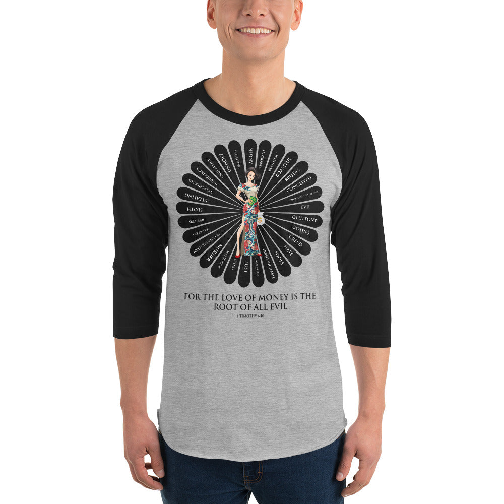For the Love of Money Men's 3/4 Sleeve Raglan Shirt