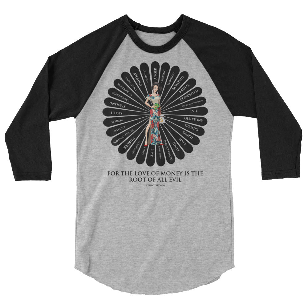 For the Love of Money Men's 3/4 Sleeve Raglan Shirt