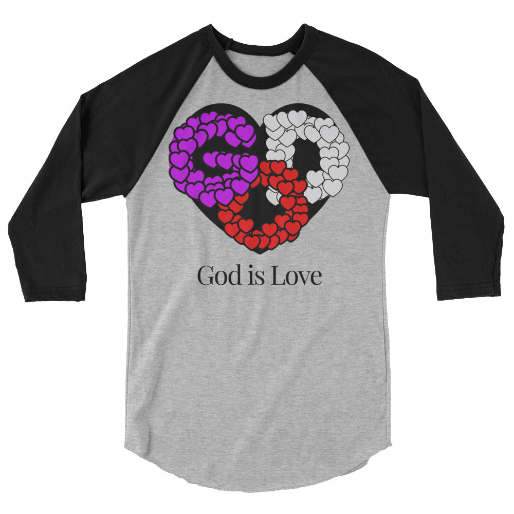 God is Love Men's 3/4 Sleeve Raglan Shirt