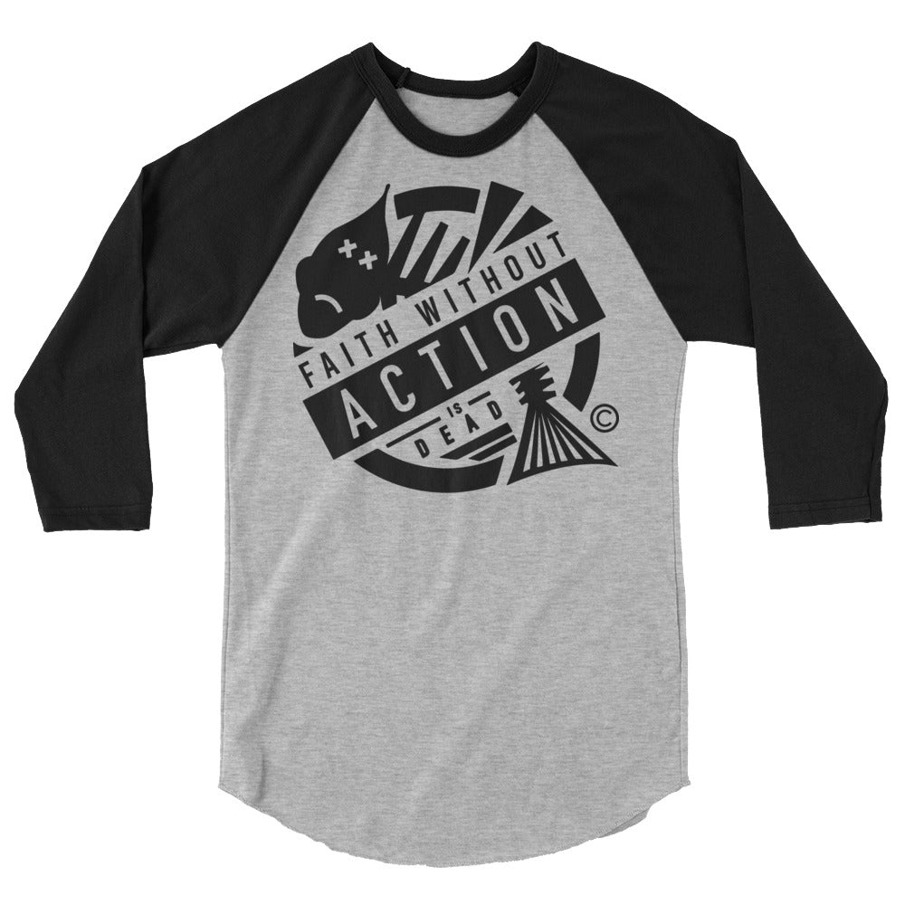 Faith Without Action Men's 3/4 Sleeve Raglan Shirt
