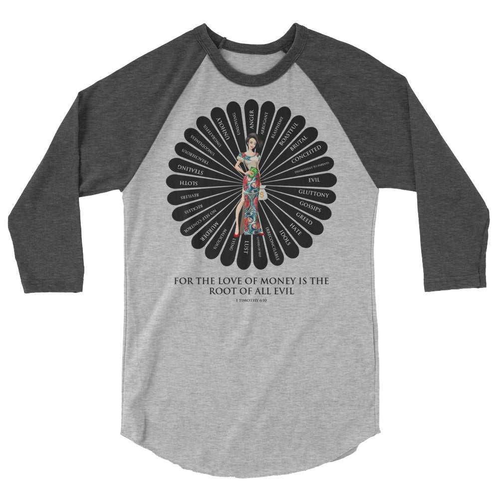 For the Love of Money Men's 3/4 Sleeve Raglan Shirt
