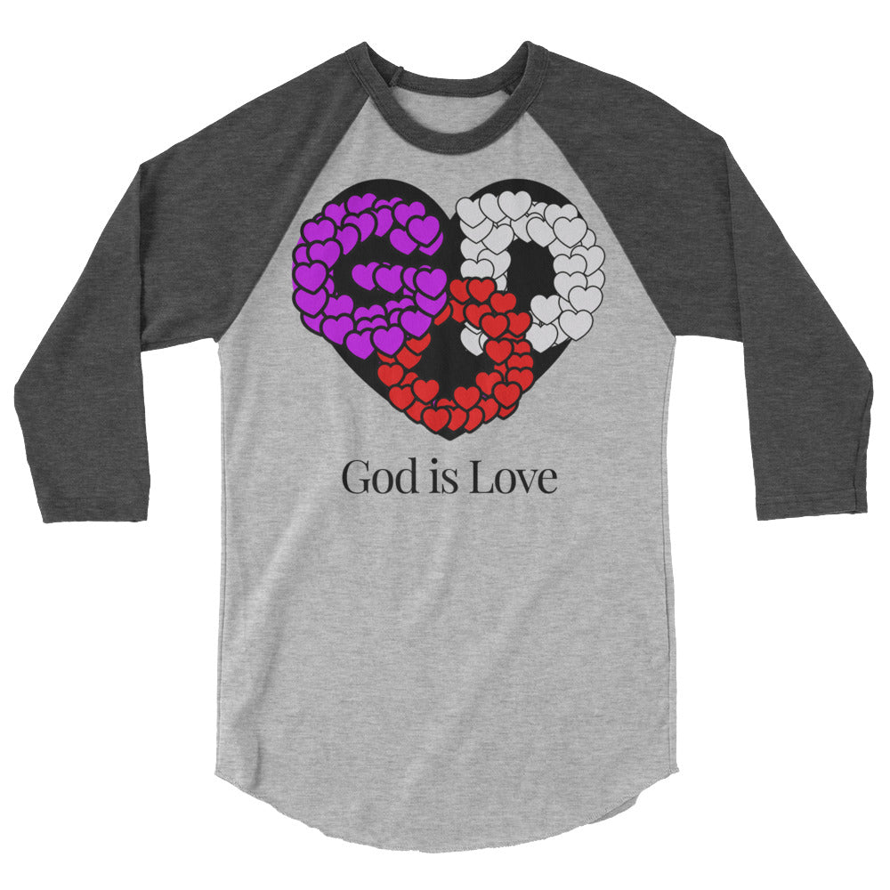 God is Love Men's 3/4 Sleeve Raglan Shirt