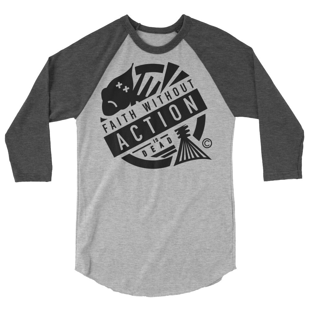 Faith Without Action Men's 3/4 Sleeve Raglan Shirt