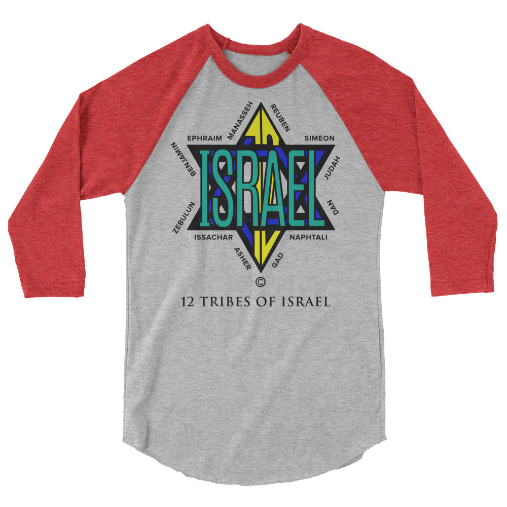 12 Tribes of Israel Men's 3/4 Sleeve Raglan Shirt