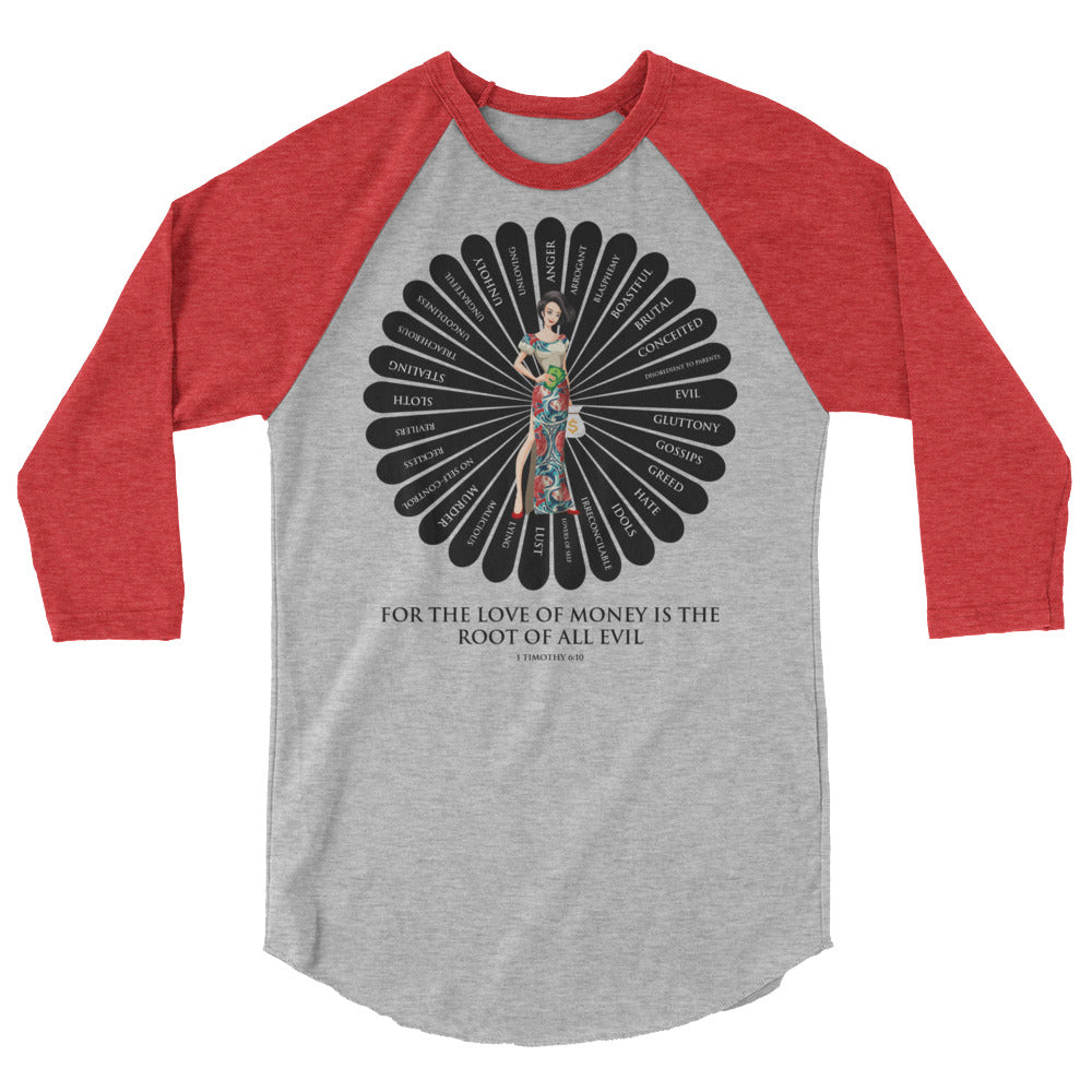 For the Love of Money Men's 3/4 Sleeve Raglan Shirt