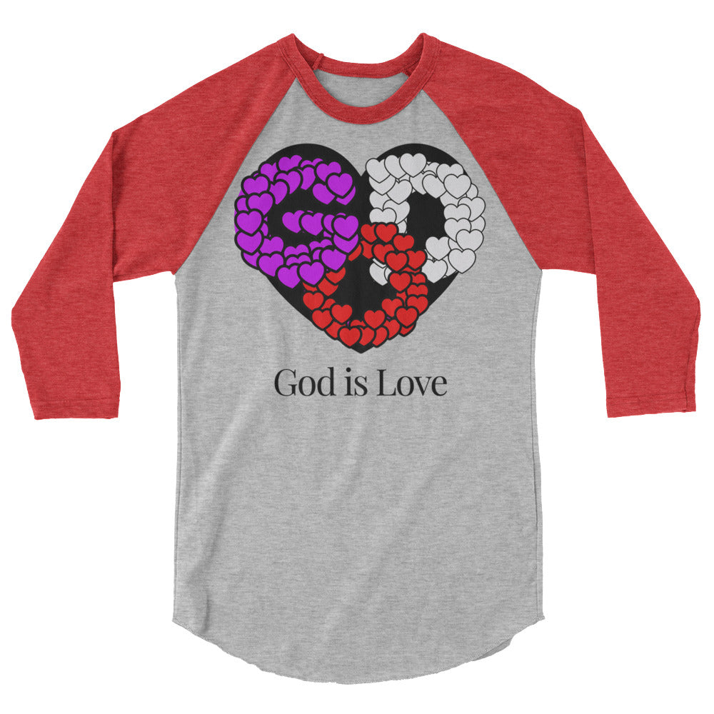 God is Love Men's 3/4 Sleeve Raglan Shirt