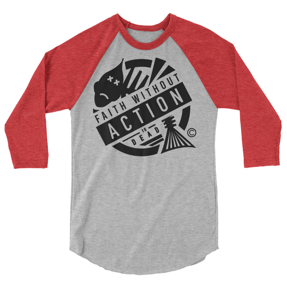 Faith Without Action Men's 3/4 Sleeve Raglan Shirt