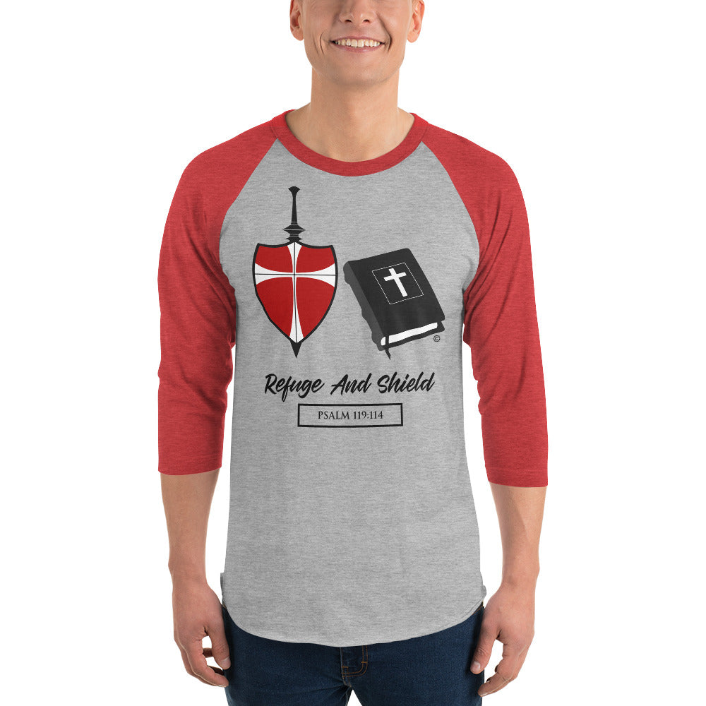 Refuge and Shield Men's 3/4 Sleeve Raglan Shirt