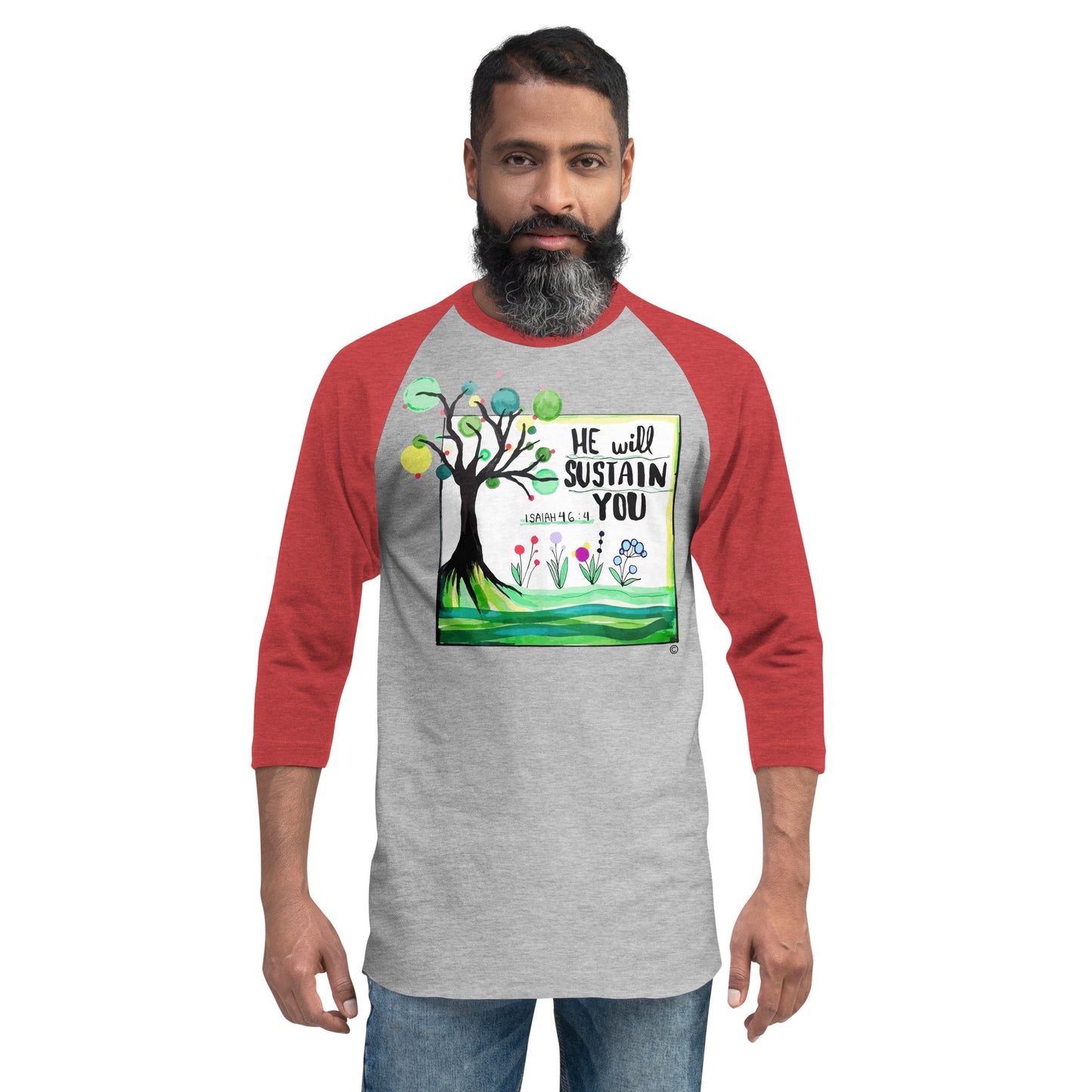 He Will Sustain You Men's 3/4 Sleeve Raglan Shirt