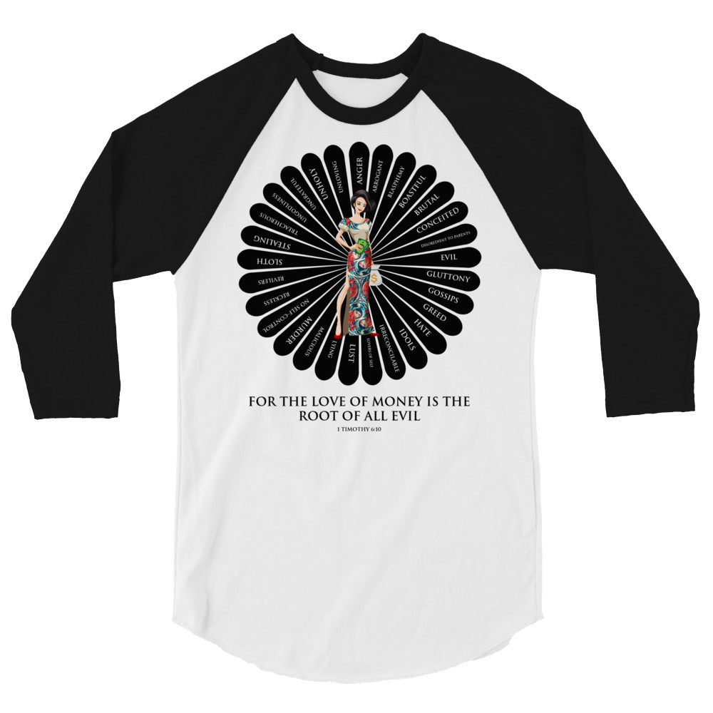 For the Love of Money Men's 3/4 Sleeve Raglan Shirt
