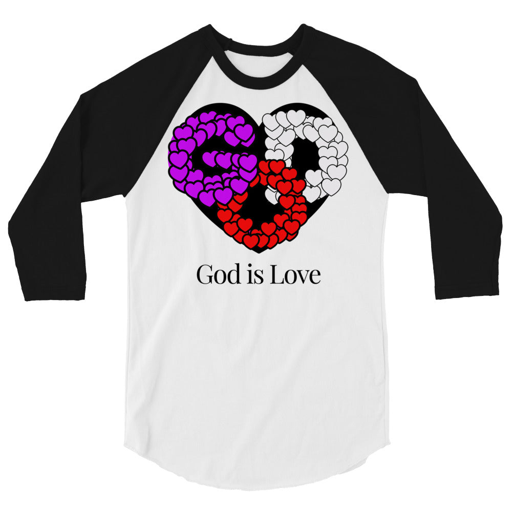 God is Love Men's 3/4 Sleeve Raglan Shirt