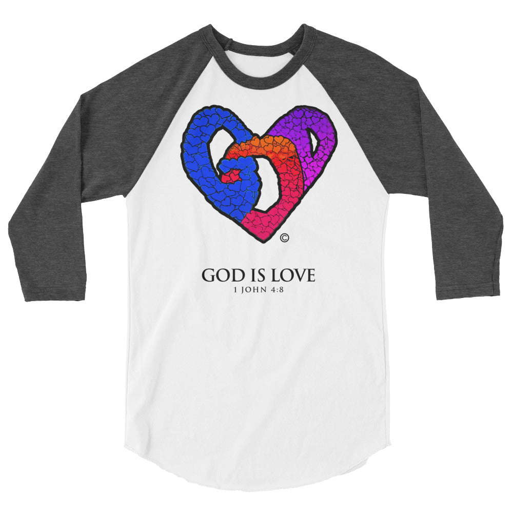 God is Love Men's 3/4 Sleeve Raglan Shirt
