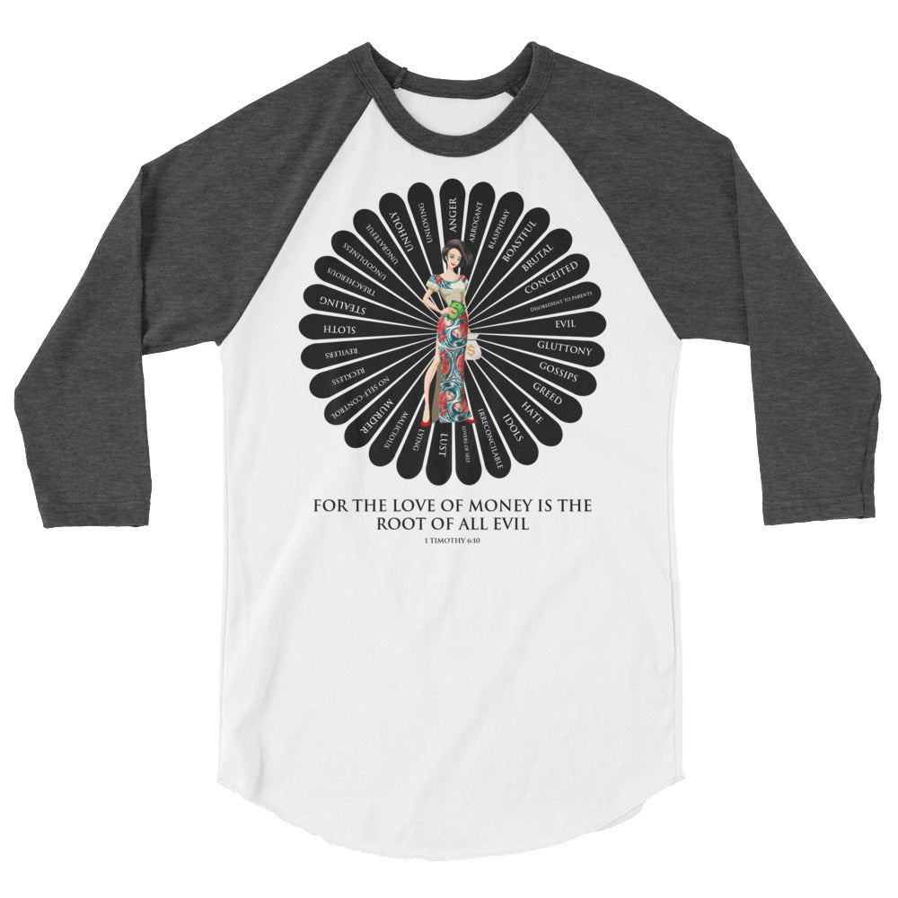 For the Love of Money Men's 3/4 Sleeve Raglan Shirt