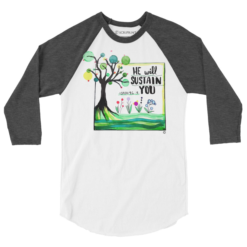 He Will Sustain You Men's 3/4 Sleeve Raglan Shirt