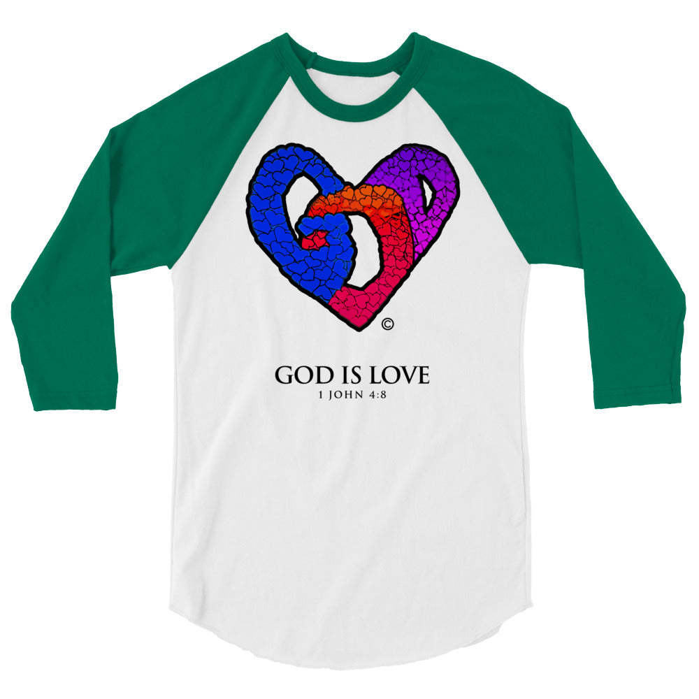 God is Love Men's 3/4 Sleeve Raglan Shirt