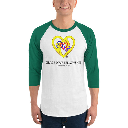 Grace Love Fellowship Men's 3/4 Sleeve Raglan Shirt