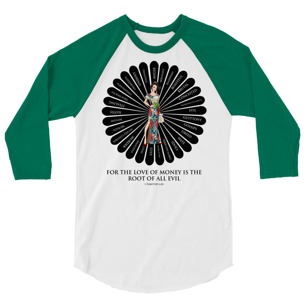 For the Love of Money Men's 3/4 Sleeve Raglan Shirt