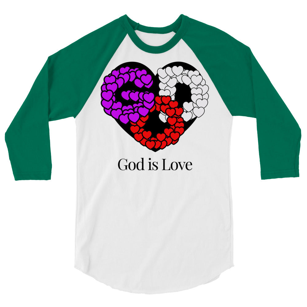 God is Love Men's 3/4 Sleeve Raglan Shirt