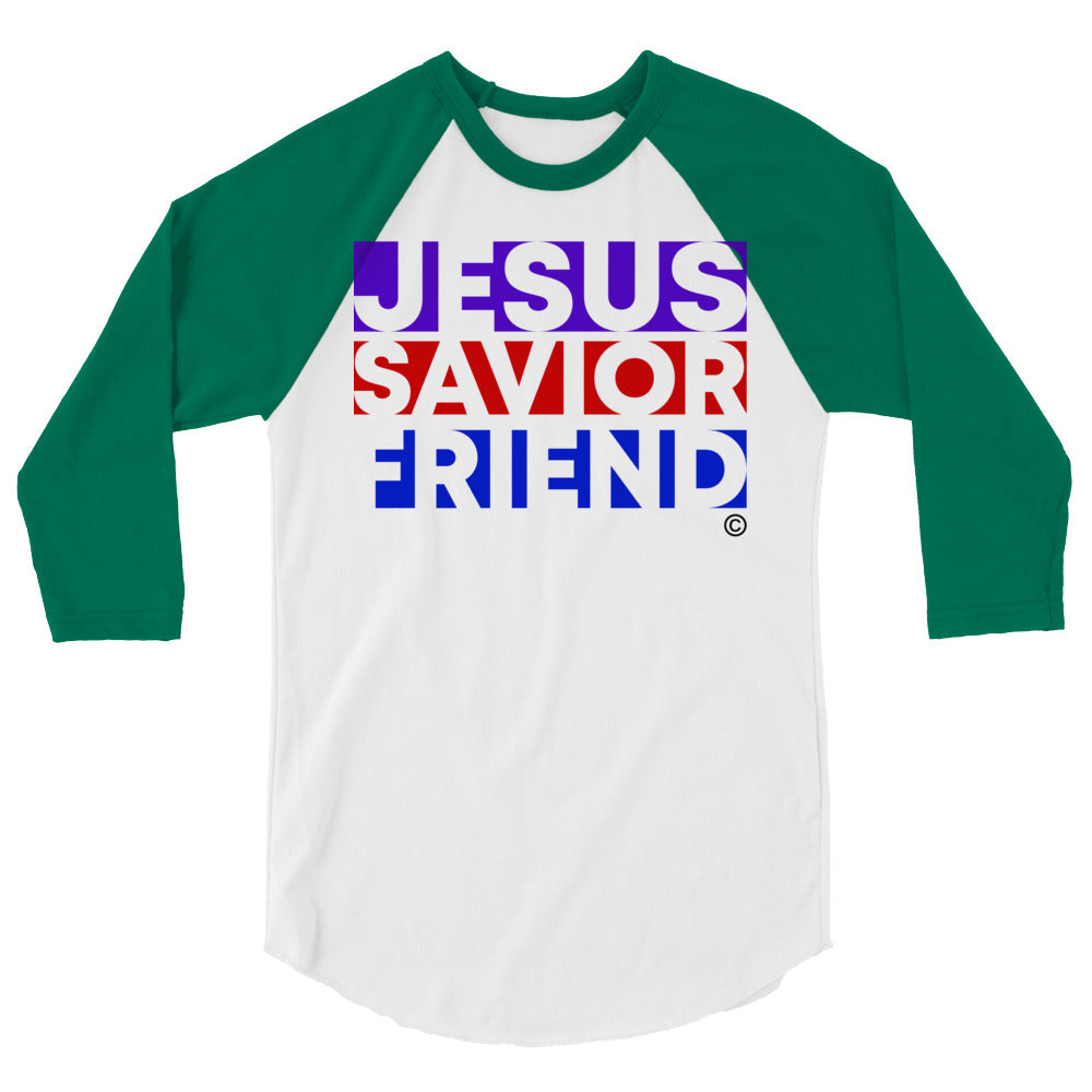 Jesus Savior Friend Men's 3/4 Sleeve Raglan Shirt