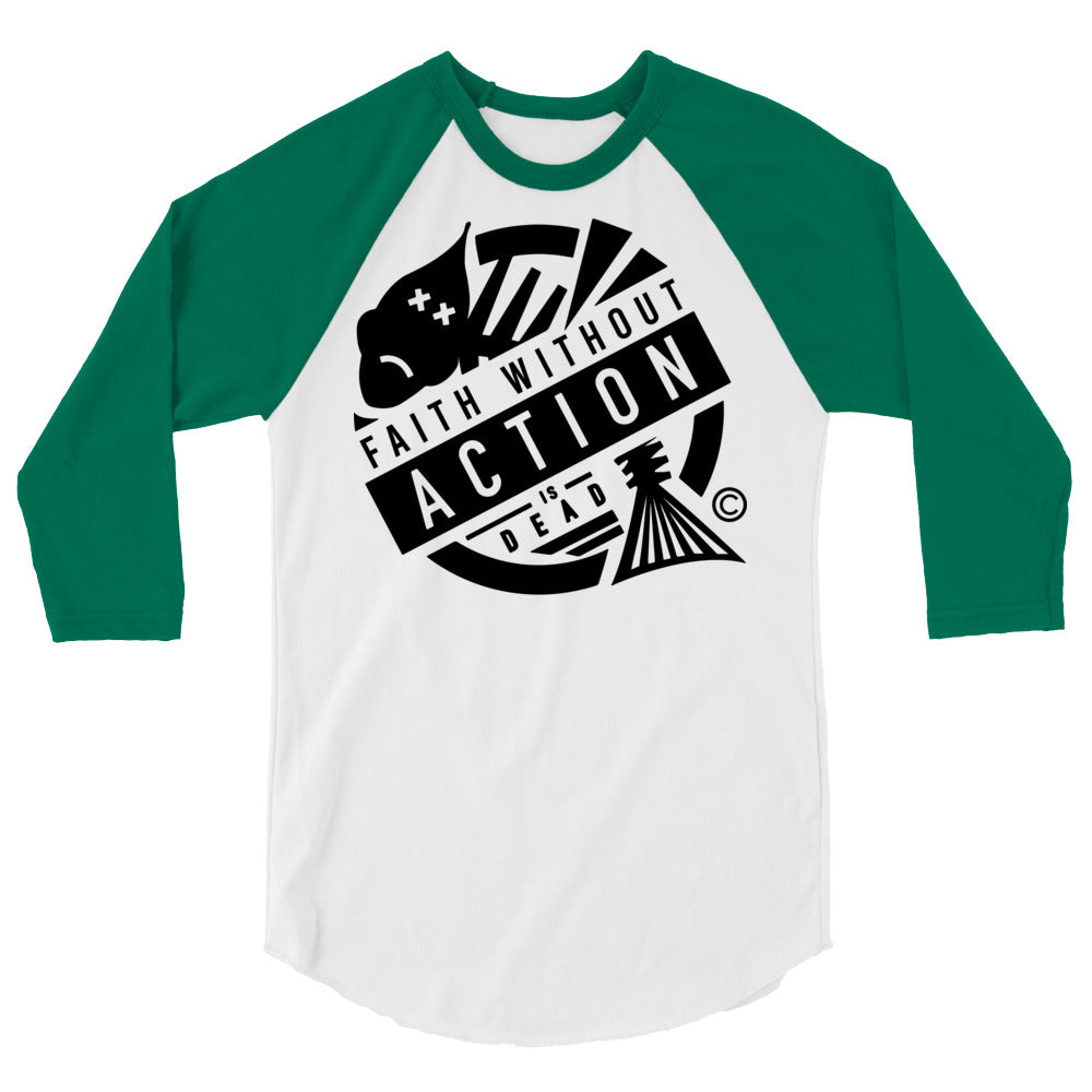 Faith Without Action Men's 3/4 Sleeve Raglan Shirt