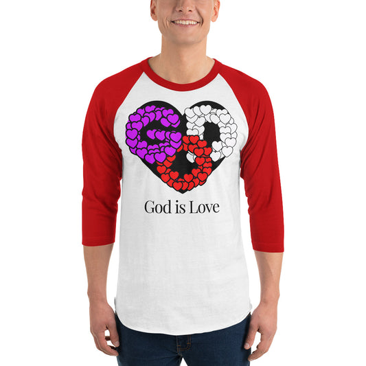 God is Love Men's 3/4 Sleeve Raglan Shirt