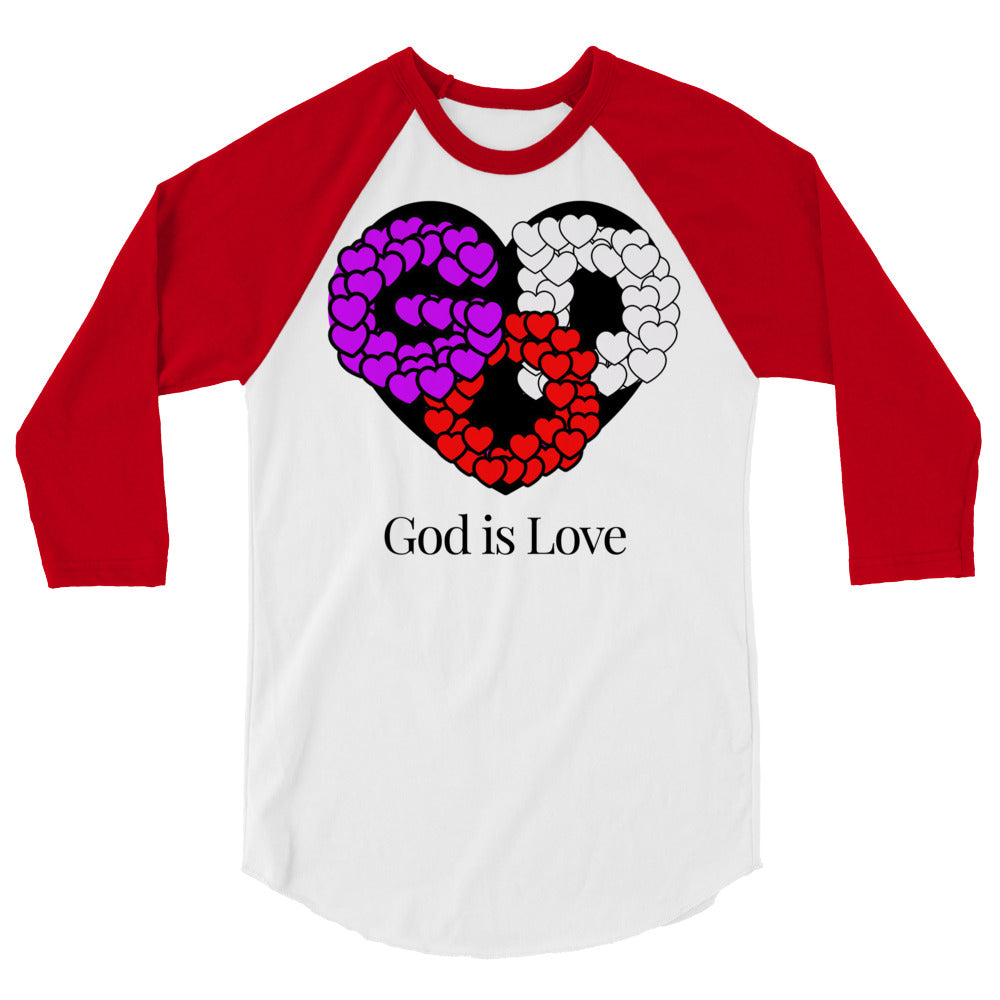 God is Love Men's 3/4 Sleeve Raglan Shirt