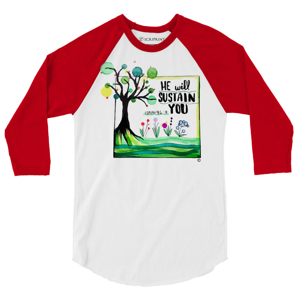 He Will Sustain You Men's 3/4 Sleeve Raglan Shirt