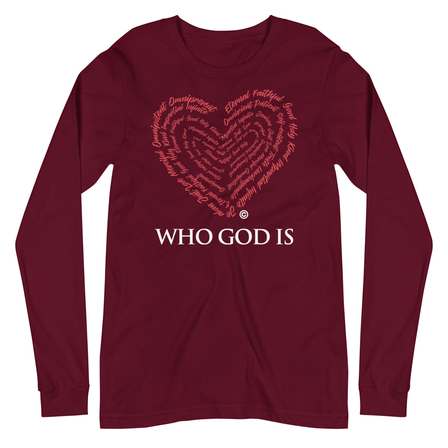 Who God Is Dark-Colored Long Sleeve Tee