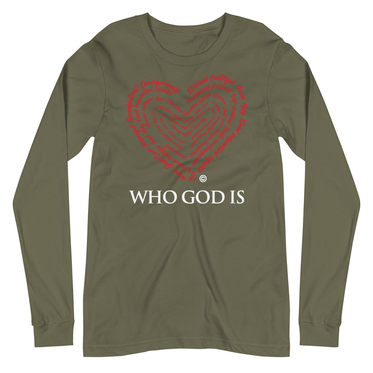 Who God Is Dark-Colored Long Sleeve Tee